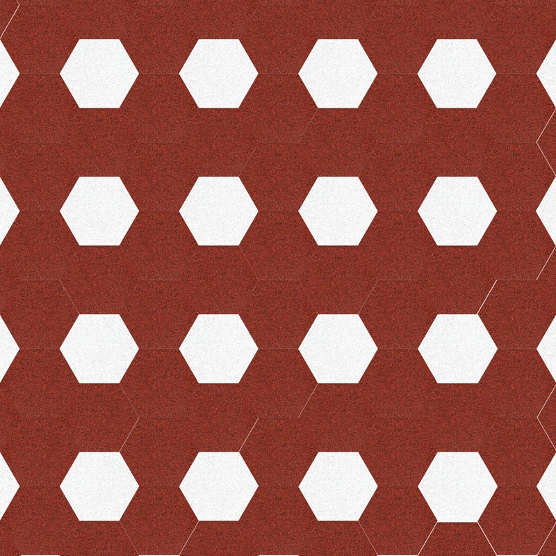 VIA Terrazzoplatten 6eck  Muster in rot und weiß
